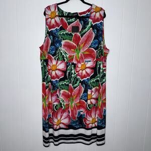 Ulla Popken Women’s Floral Sleeveless Tunic Dress Size 24/26 NWT